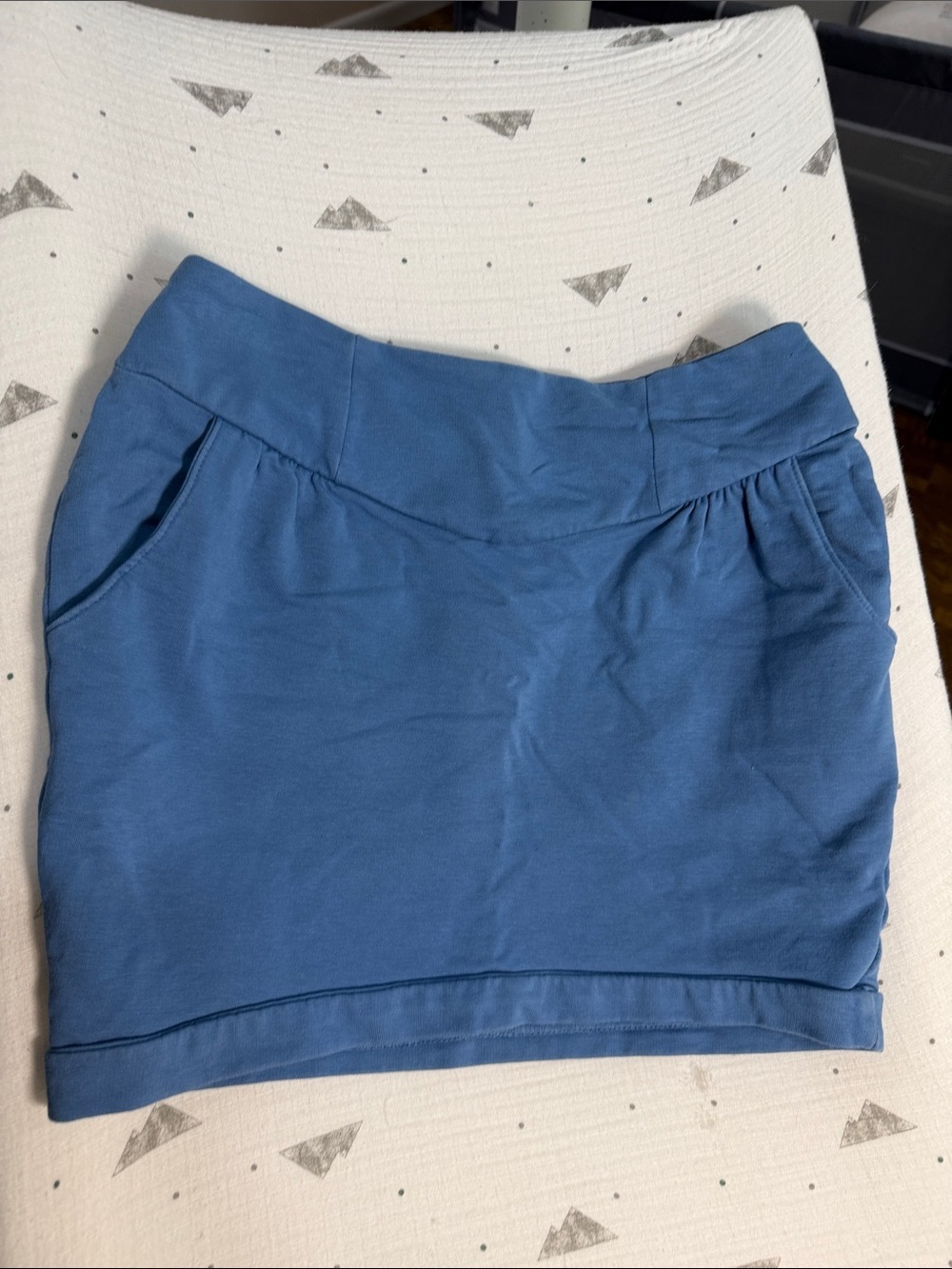 Lily White Blue Ponte Knit Mini Skirt